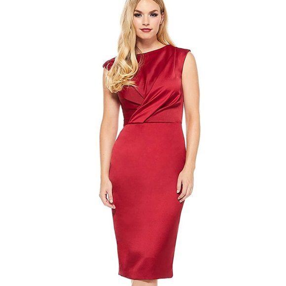 Maggy London Women's Satin Draped Cocktail Sheath - Picture 2 of 7